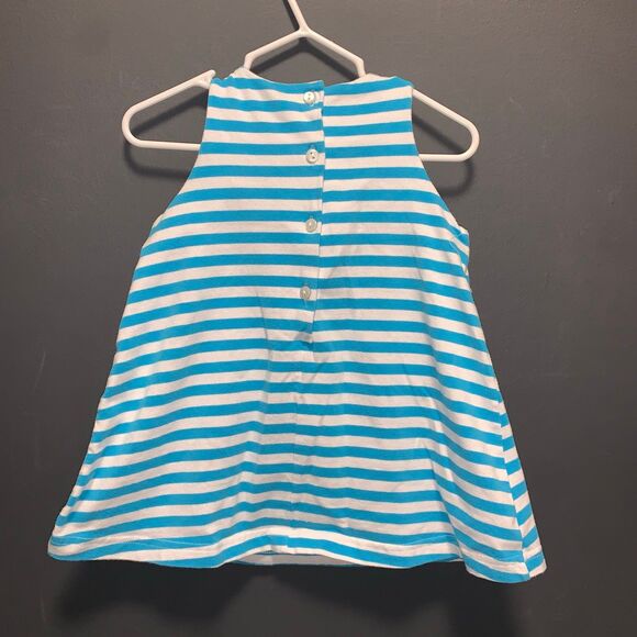 Girls 18m Smocked Sail Boat Dress Blue White Stripes - Picture 6 of 6